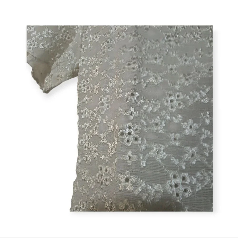 🦫 Orange U.S.A. White Vintage Eyelet Lace Semi-sheer Blouse Short Sleeve 2XL - Picture 4 of 5